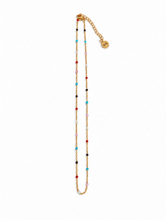 Multi Colored Dainty Beaded Choker Necklace