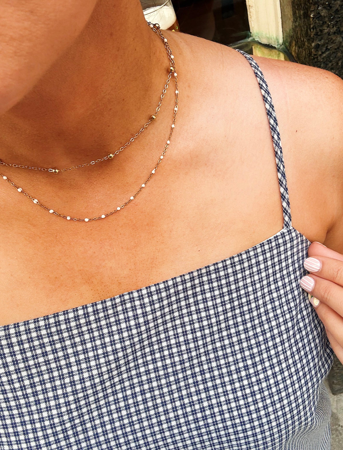 White Beaded Choker Necklace
